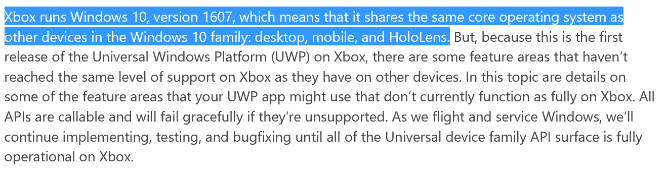 Windows 10 “Version 1607” referenced in new developer documents
