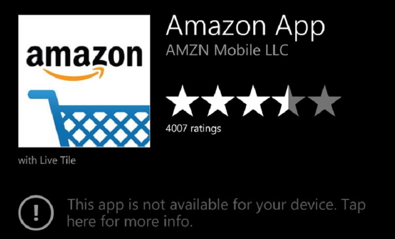 Amazon’s Windows Phone app will no longer be accessible after August 15