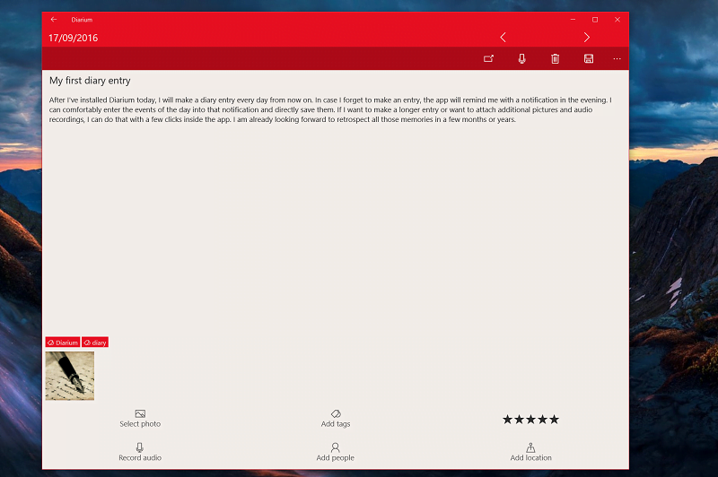 Record your day with Diarium for Windows 10
