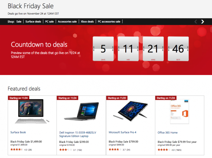 Microsoft Store announces Black Friday deals, available November 24th at midnight, save big on Xbox, Surface