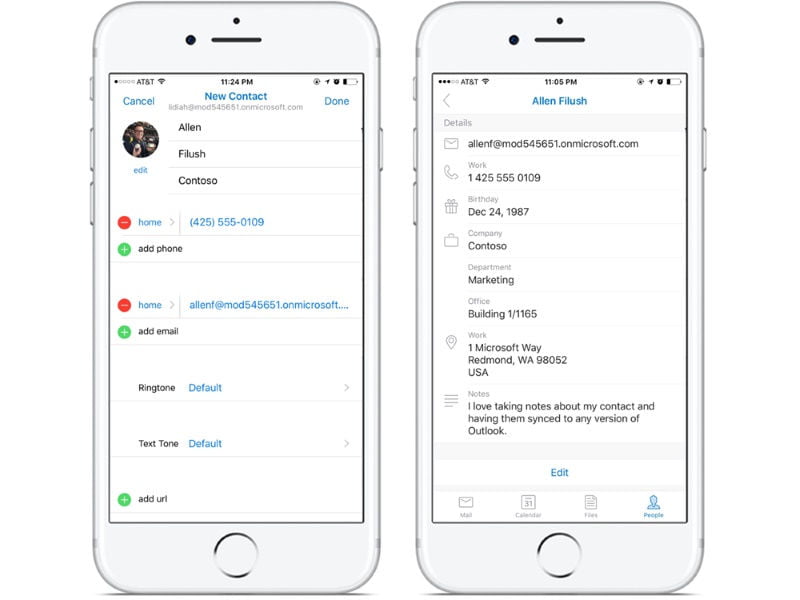 Microsoft’s Outlook App Gets Redesigned Contact Card and Editing