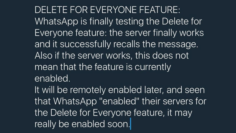 WhatsApp Testing ‘Delete for Everyone’ Feature on Android and iOS, Launch Imminent: Report