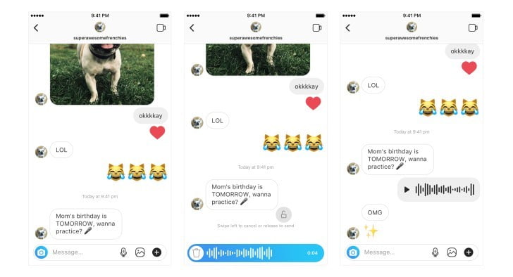 Instagram Direct adds support for voice messages